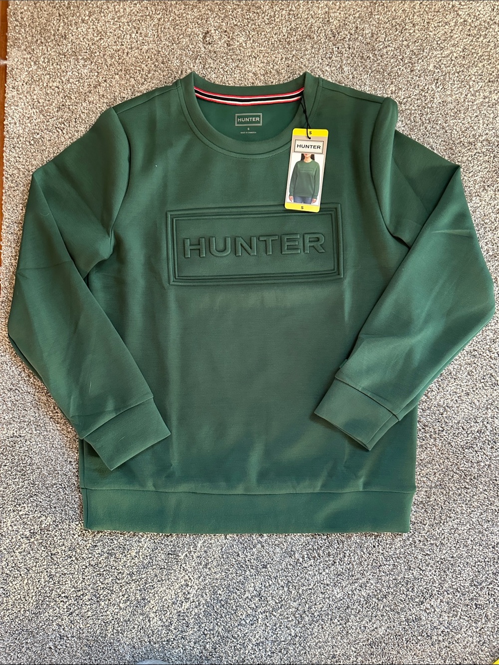 Hunter Green Embossed Logo Crewneck Sweatshirt